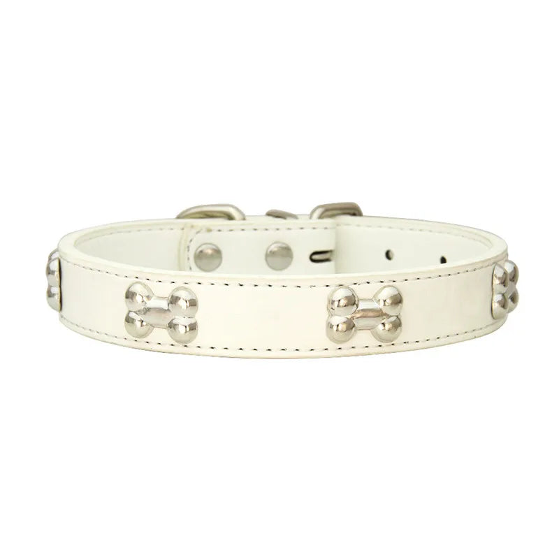 Max Bone Leather Durable Dog Collar