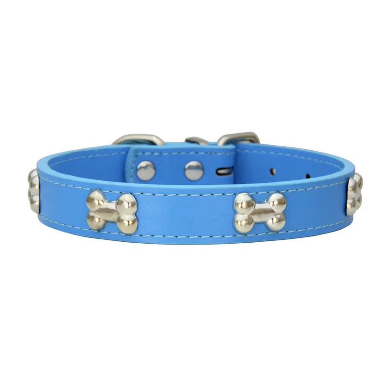 Max Bone Leather Durable Dog Collar