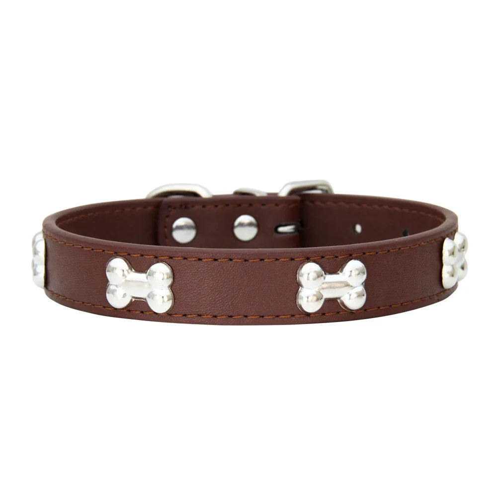 Max Bone Leather Durable Dog Collar