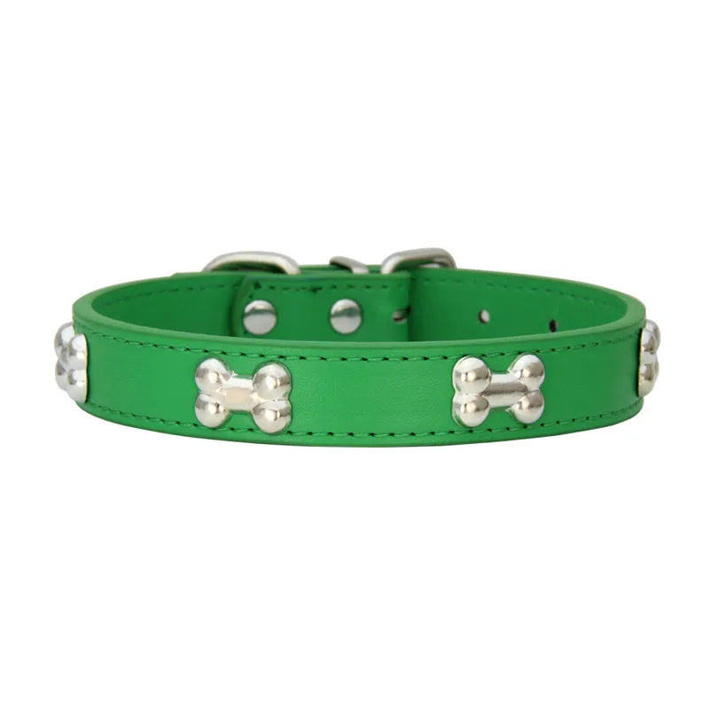 Max Bone Leather Durable Dog Collar