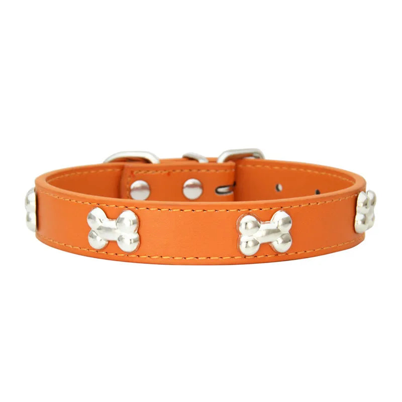 Max Bone Leather Durable Dog Collar