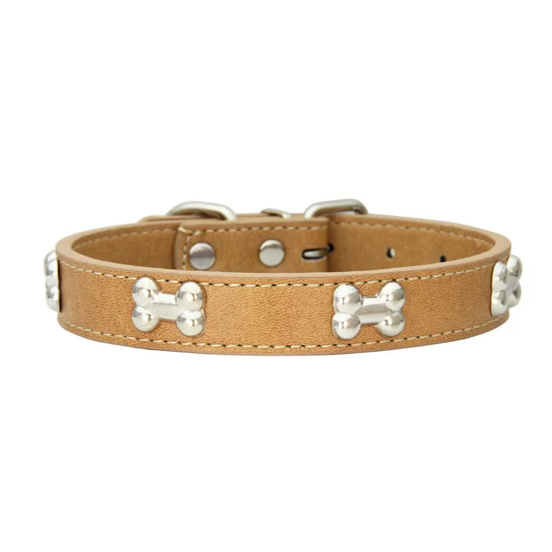 Max Bone Leather Durable Dog Collar