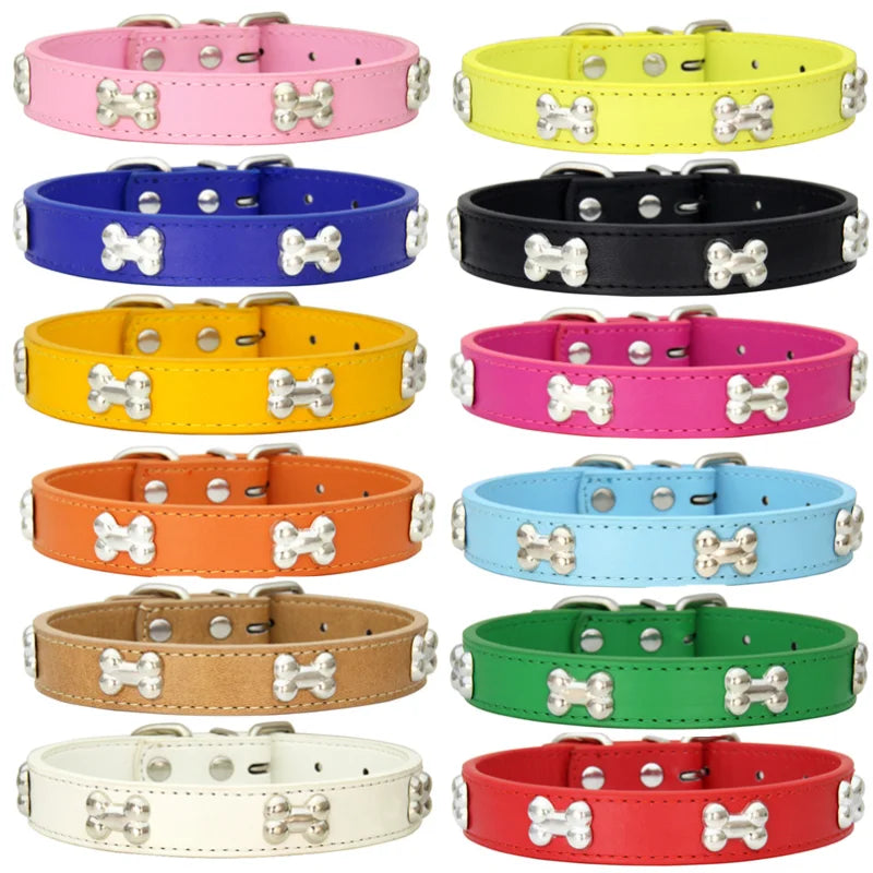 Max Bone Leather Durable Dog Collar