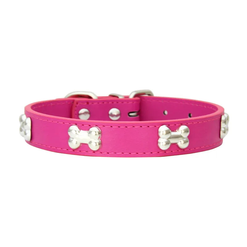 Max Bone Leather Durable Dog Collar