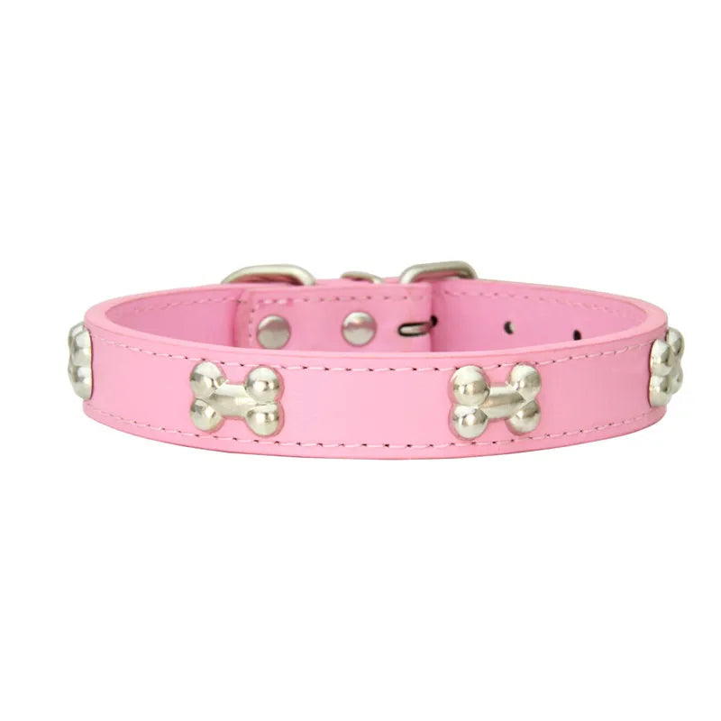 Max Bone Leather Durable Dog Collar