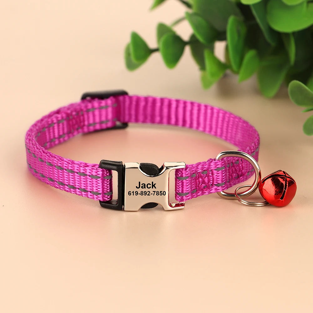 Bella Cat ID Collar Reflective With Bell Free