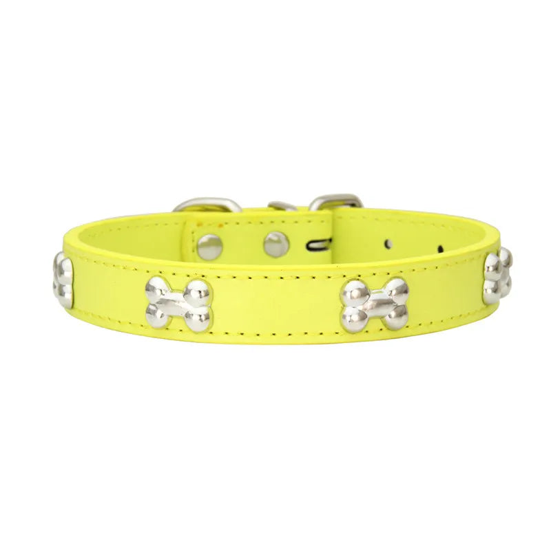 Max Bone Leather Durable Dog Collar