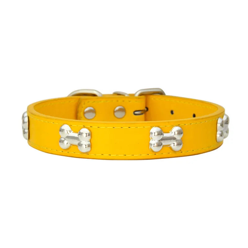 Max Bone Leather Durable Dog Collar