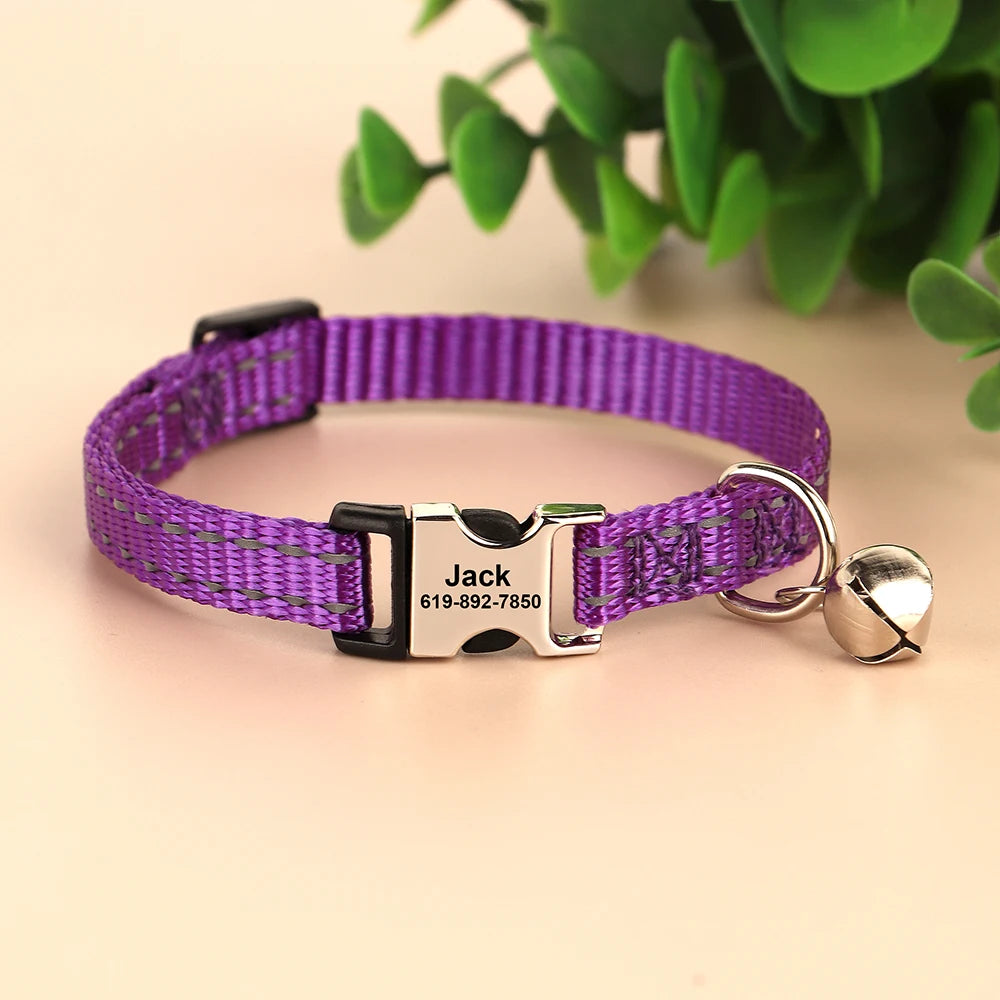 Bella Cat ID Collar Reflective With Bell Free