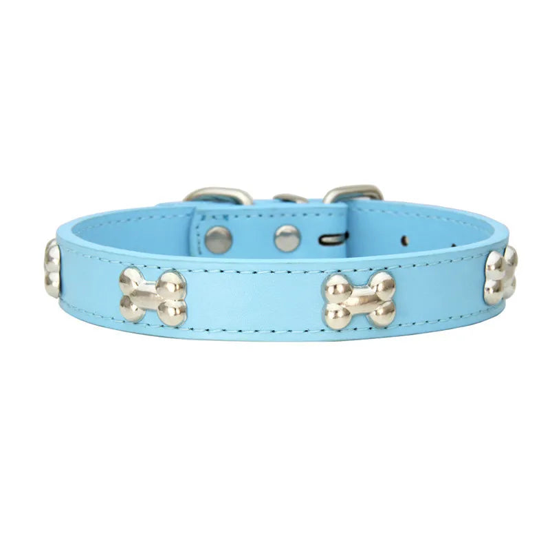 Max Bone Leather Durable Dog Collar