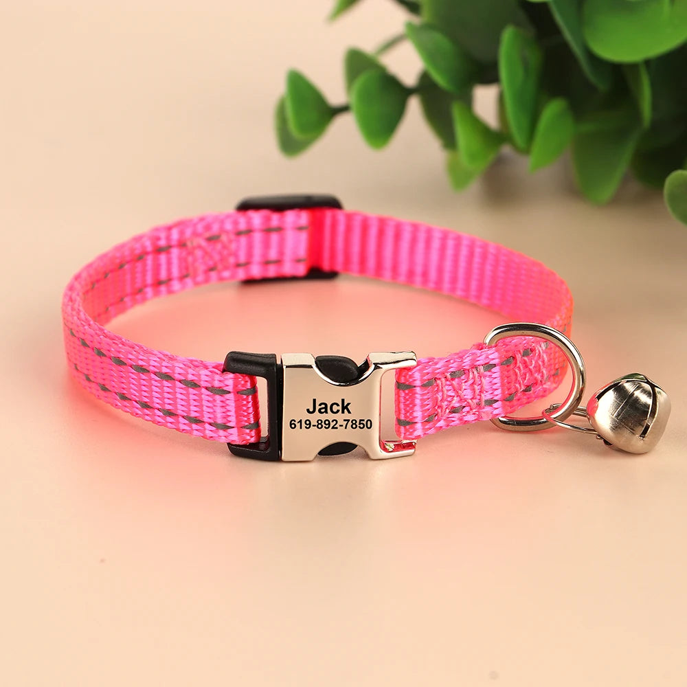 Bella Cat ID Collar Reflective With Bell Free