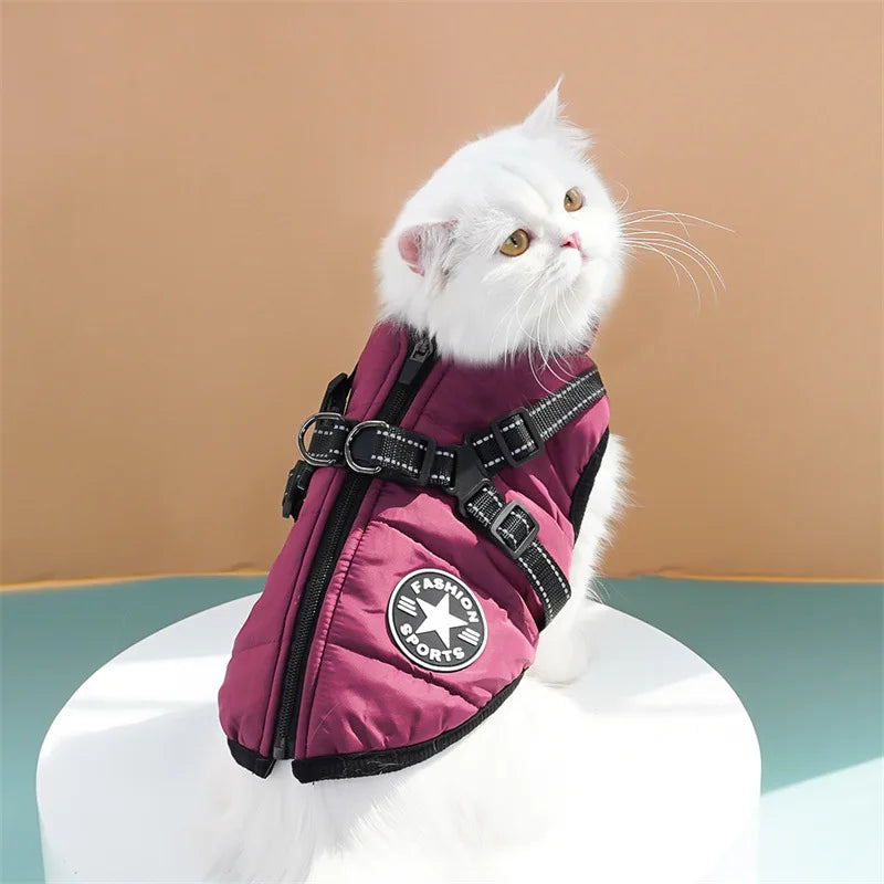 Max Large Pet Dog Jacket With Harness Winter Warm