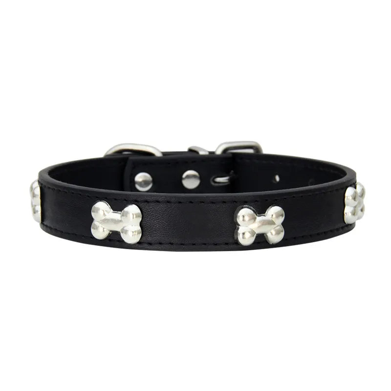 Max Bone Leather Durable Dog Collar