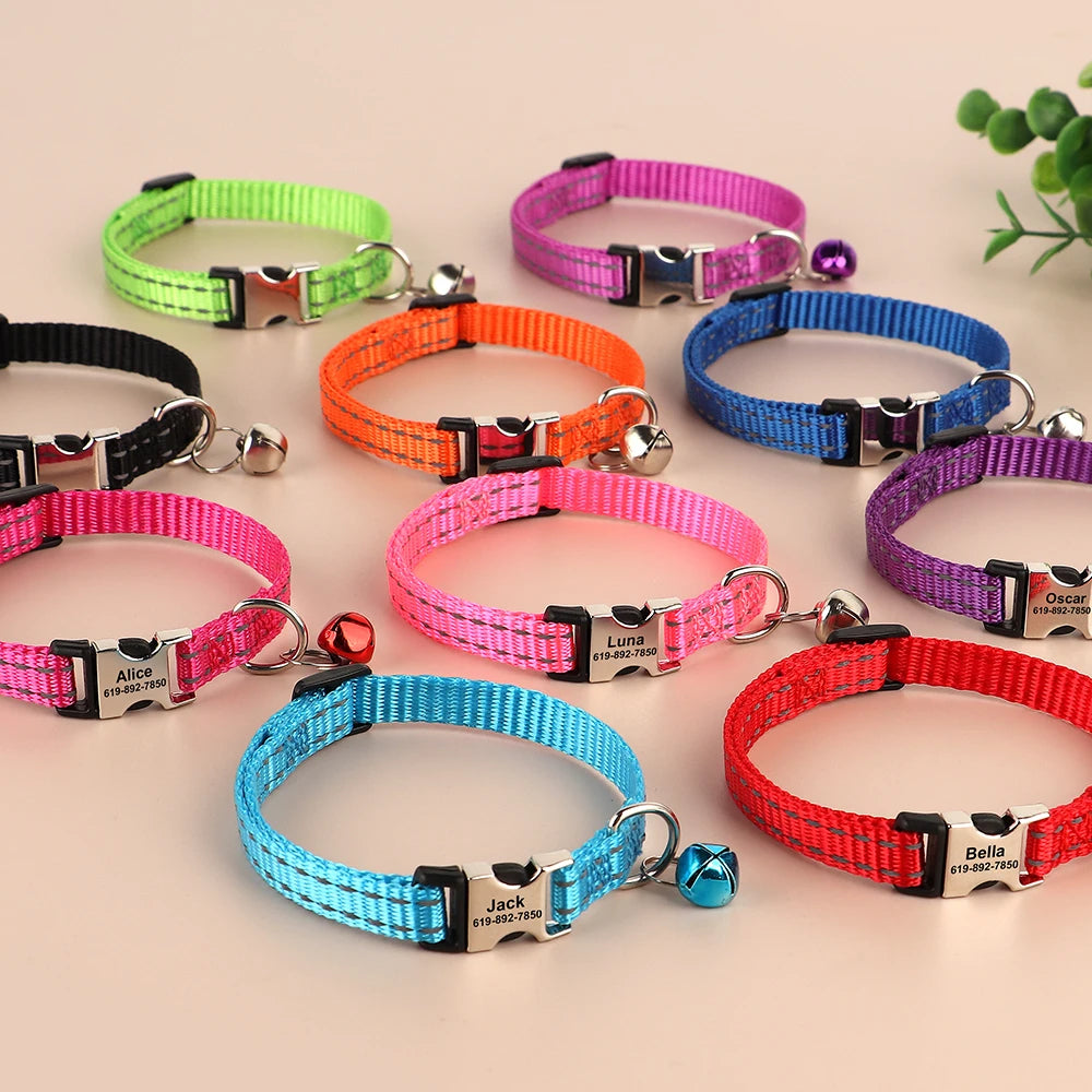 Bella Cat ID Collar Reflective With Bell Free