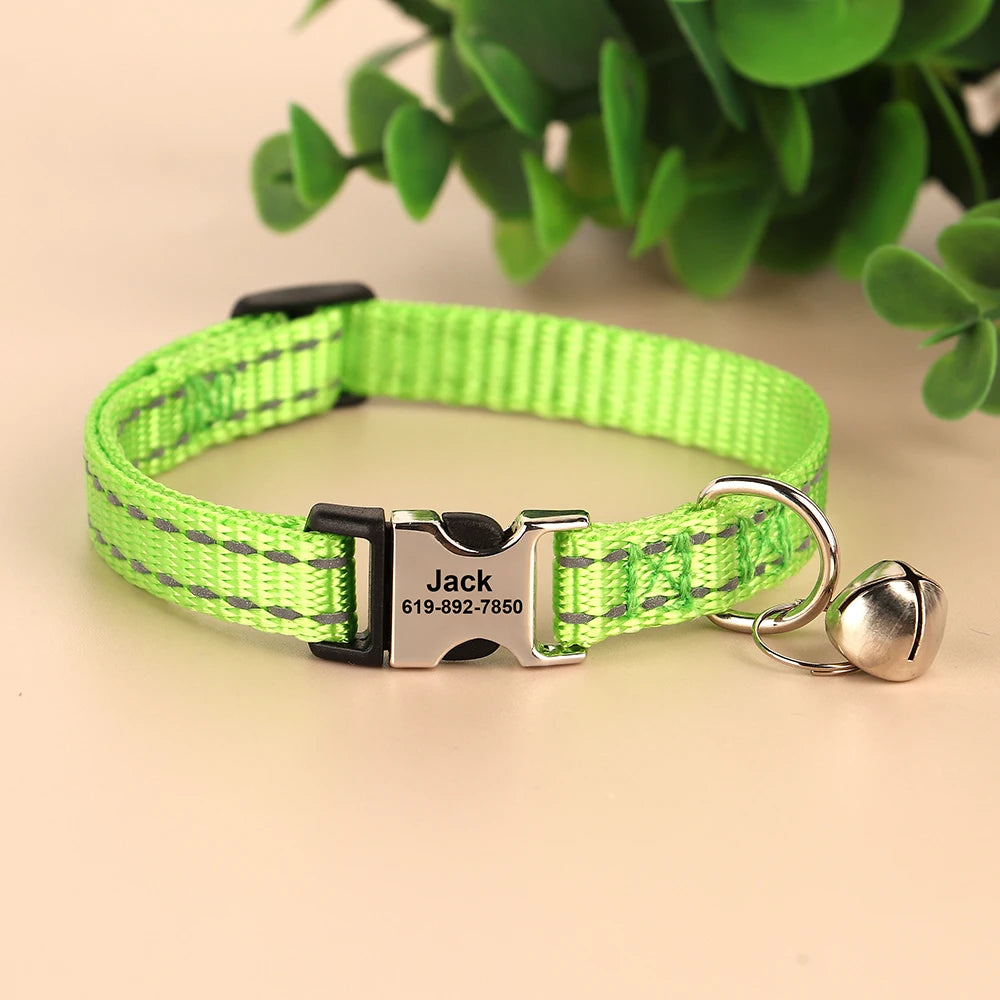 Bella Cat ID Collar Reflective With Bell Free