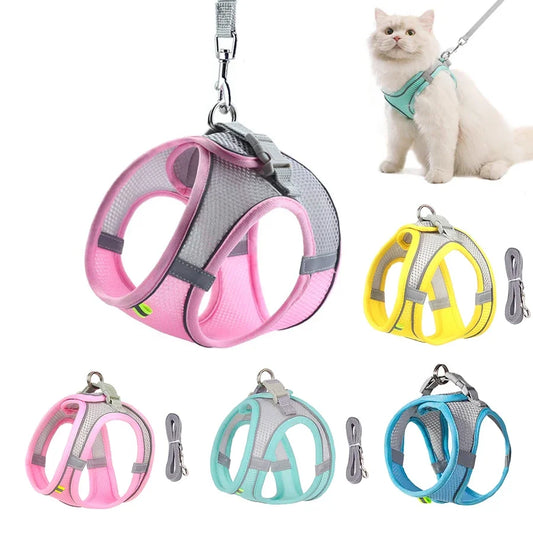 Bella Adjustable Puppy Cat Harness Vest Lead Leash