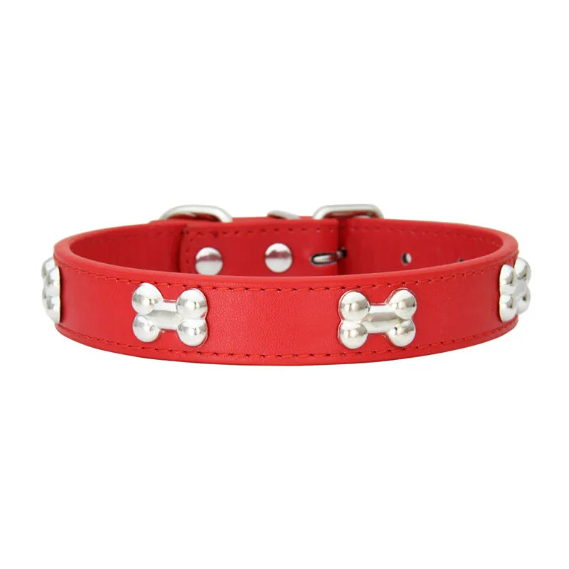 Max Bone Leather Durable Dog Collar