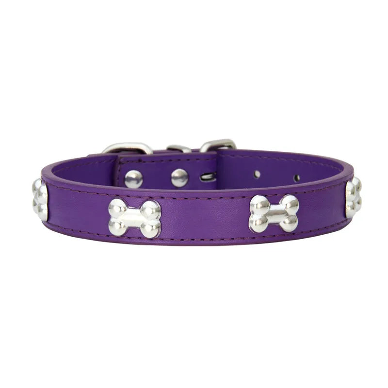 Max Bone Leather Durable Dog Collar