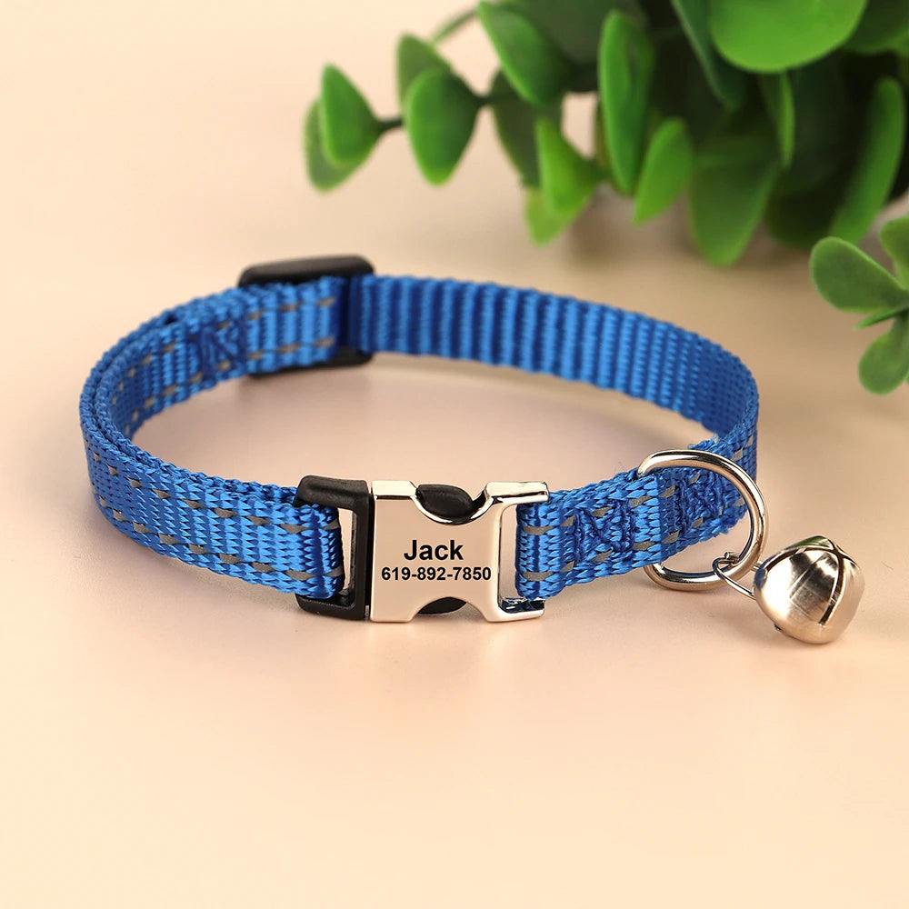 Bella Cat ID Collar Reflective With Bell Free