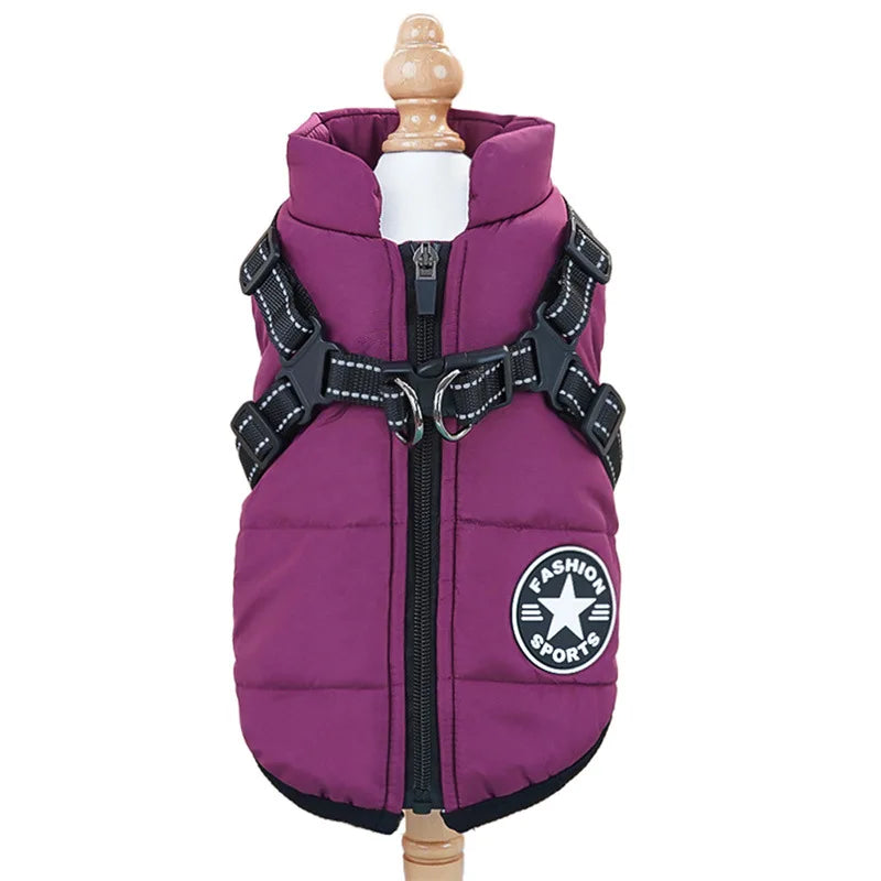 Max Large Pet Dog Jacket With Harness Winter Warm