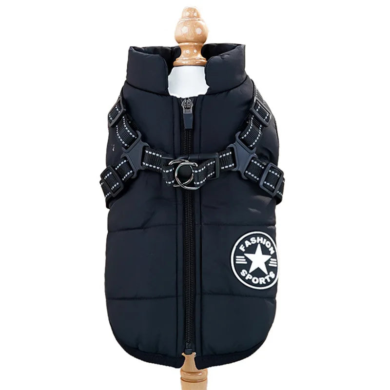 Max Large Pet Dog Jacket With Harness Winter Warm