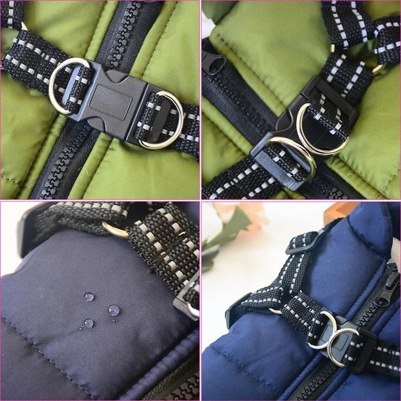 Max Large Pet Dog Jacket With Harness Winter Warm