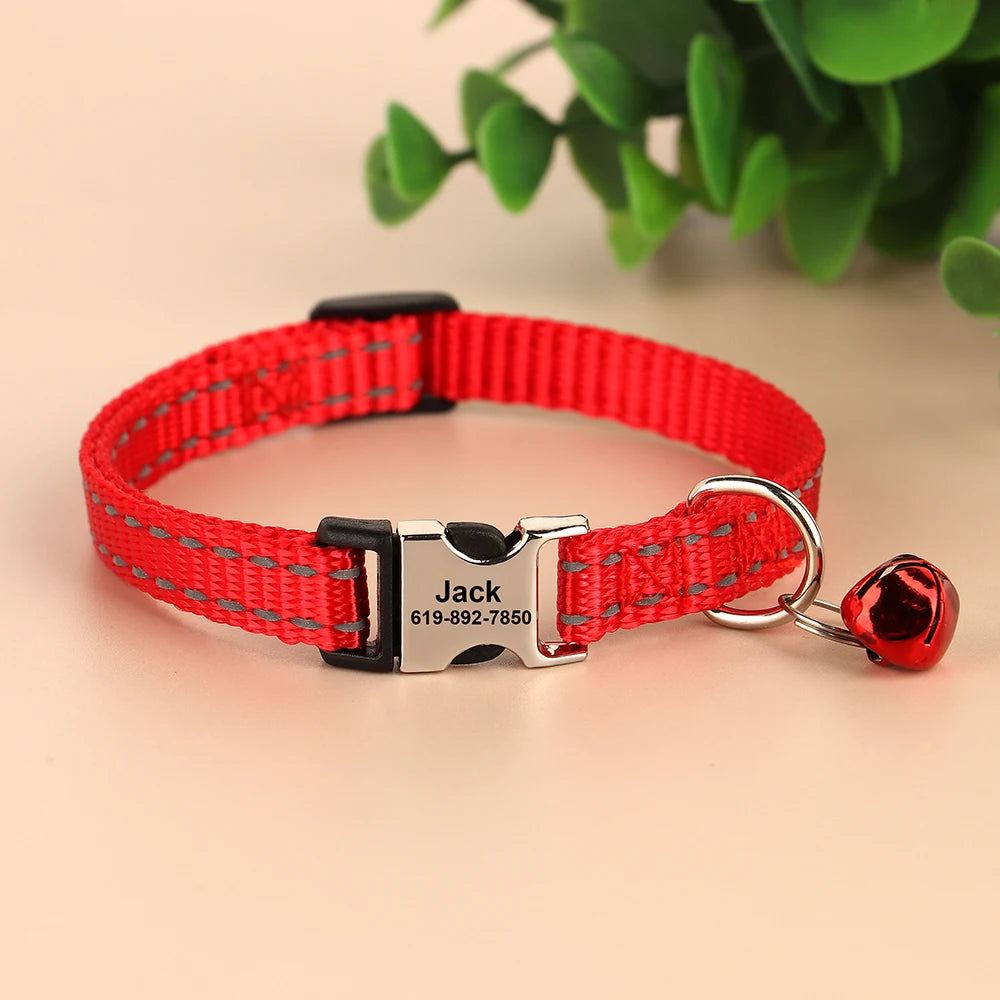 Bella Cat ID Collar Reflective With Bell Free