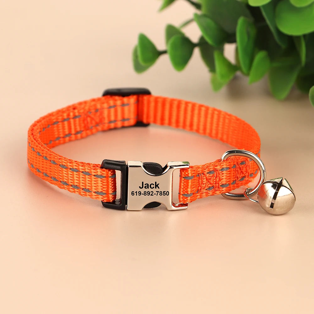 Bella Cat ID Collar Reflective With Bell Free