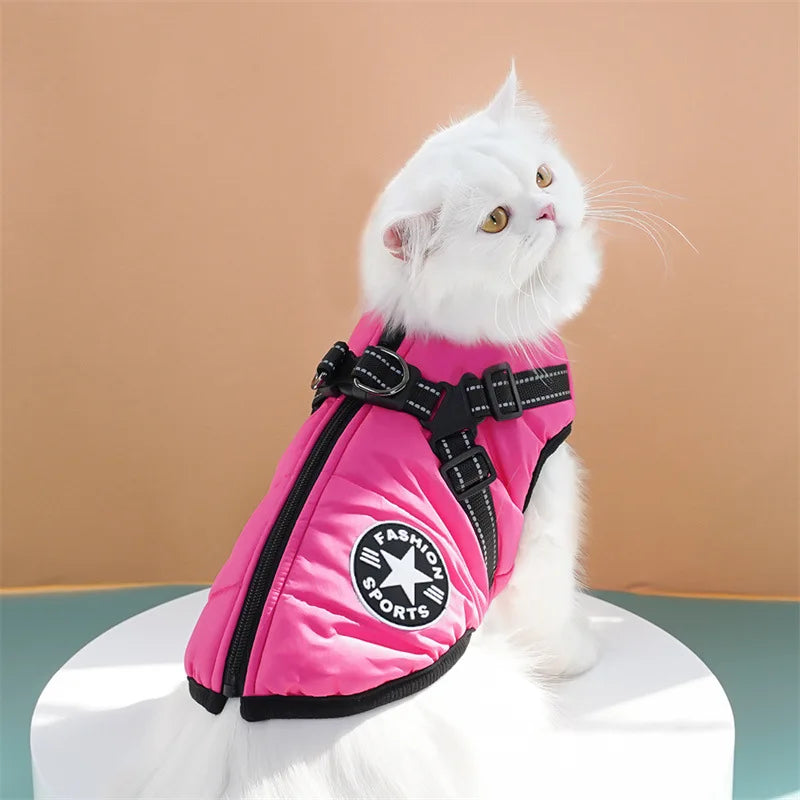 Max Large Pet Dog Jacket With Harness Winter Warm