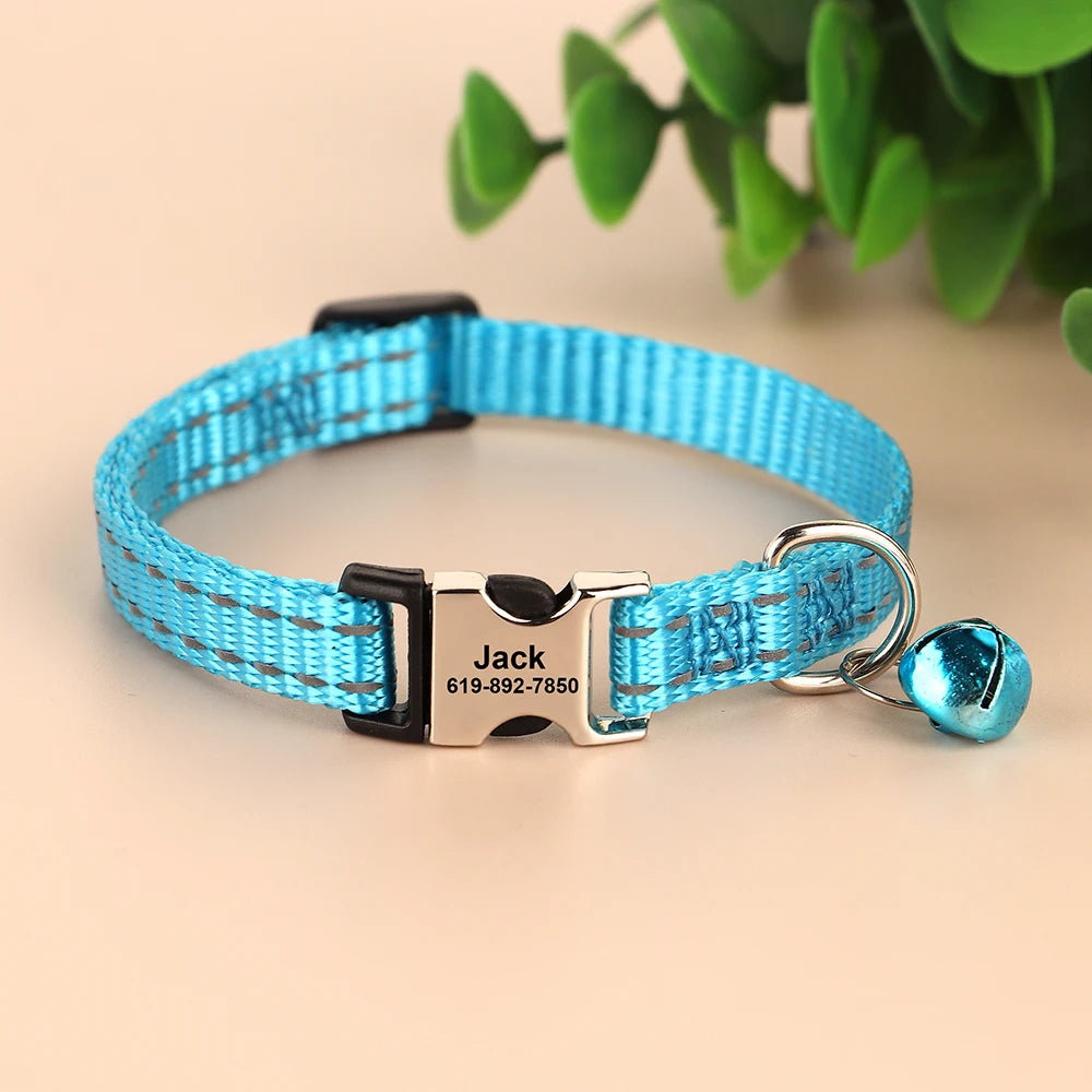 Bella Cat ID Collar Reflective With Bell Free