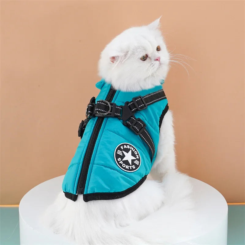 Max Large Pet Dog Jacket With Harness Winter Warm