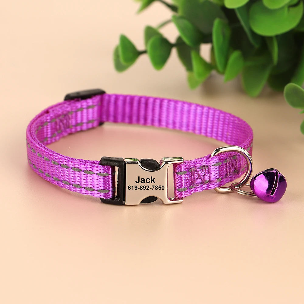 Bella Cat ID Collar Reflective With Bell Free