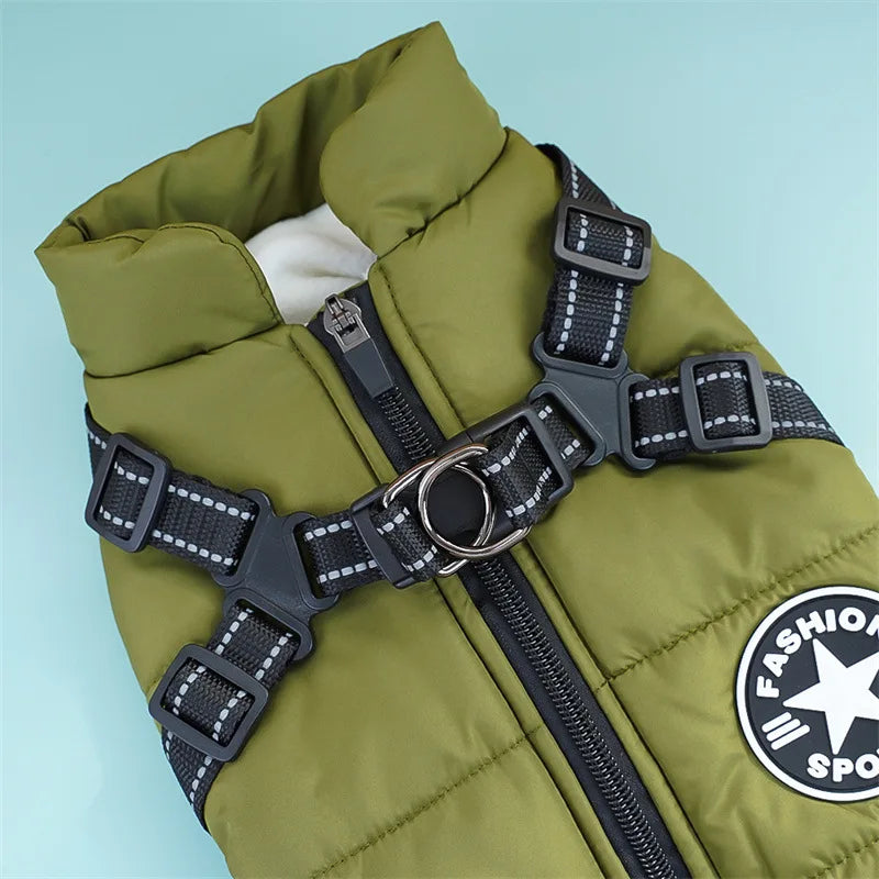 Max Large Pet Dog Jacket With Harness Winter Warm